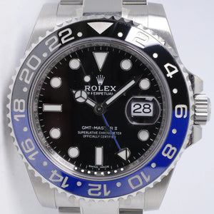 ROLEX 2017 GMT CERAMIC MASTER II "BATMAN" OYSTER BRACELET UNWORN WITH STICKERS 116710 BOX & PAPERS $14,975