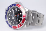 ROLEX GMT MASTER II PEPSI RARE ERROR "STICK" DIAL 16710 WITH SERVICE CARD