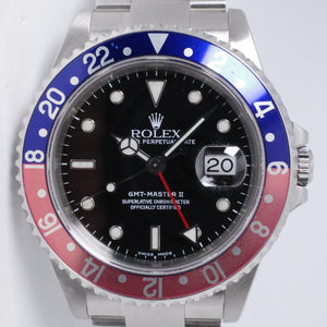 ROLEX PEPSI GMT MASTER II STAINLESS STEEL 16710 BOX,  PAPERS, RECENT FACTORY SERVICE