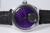 GARRICK S6 PURPLE ENGINE TURNED DIAL & EXHIBITION BACK WITH BOX $9,975