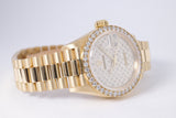 ROLEX YELLOW GOLD LADIES PRESIDENT SILVER PLEIADES DIAMOND DIAL, FACTORY DIAMOND BEZEL 69138 WATCH ONLY