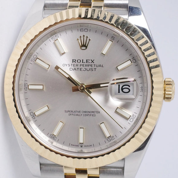 ROLEX 2022 DATEJUST 41 TWO TONE JUBILEE SILVER DIAL 126333 BOX & PAPERS