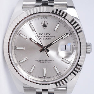 ROLEX NEW 2022  DATEJUST 41 SILVER DIAL FLUTED BEZEL JUBILEE BRACELET 126334 BOX & PAPERS $12,000