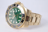 ROLEX 2009 YELLOW GOLD GMT MASTER II GREEN DIAL MINT 116718 LN BOX & PAPERS