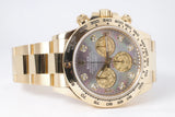 ROLEX 2020 YELLOW GOLD DAYTONA BLACK MOTHER OF PEARL DIAMOND DIAL 116508 BOX & PAPERS
