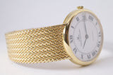 JAEGER LECOULTRE VINTAGE YELLOW GOLD ULTRA THIN ELLIPSE AUTOMATIC WHITE ROMAN DIAL WATCH ONLY $7,500