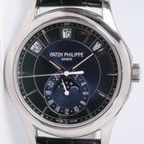 PATEK PHILIPPE  WHITE GOLD ANNUAL CALENDAR BLUE DIAL MINT 5205G BOX & PAPERS