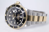 ROLEX 2005 SUBMARINER TWO TONE BLACK 16613LN BOX & PAPERS $11,500