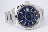 ROLEX SKY-DWELLER STAINLESS STEEL BLUE DIAL OYSTER BRACELET 326934 BOX & PAPER