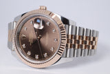 ROLEX 2023 DATEJUST 41 TWO TONE ROSE GOLD CHOCOLATE DIAMOND DIAL JUBILEE BRACELET 126331 BOX & PAPERS