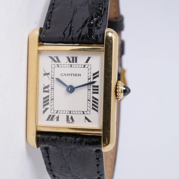 CARTIER 1994 LADIES YELLOW GOLD TANK LOUIS MINT MANUAL WIND UNPOLISHED BOX & PAPERS $7,500