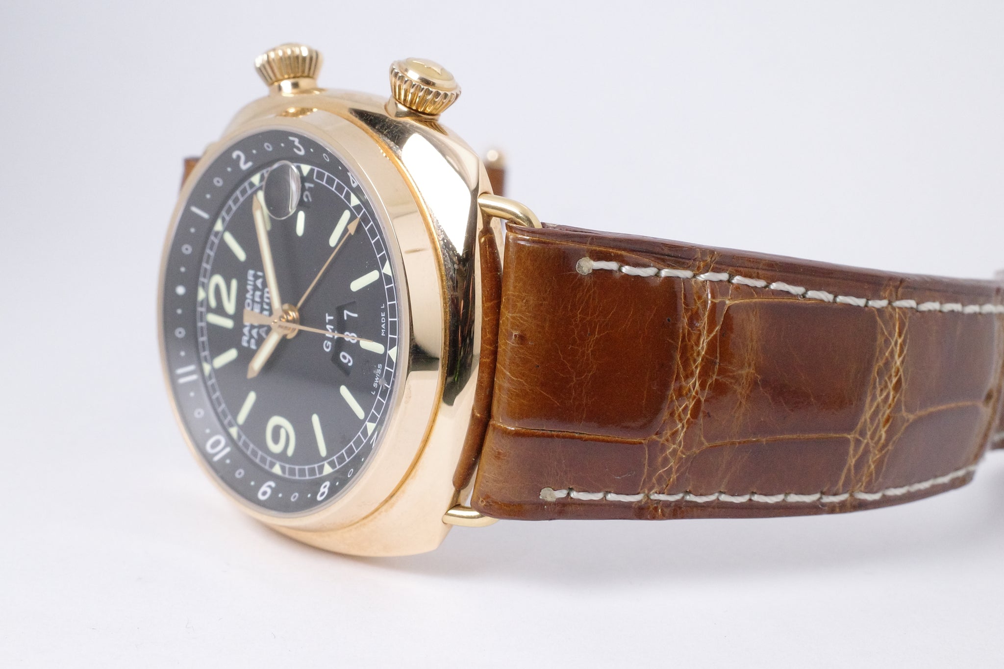 PANERAI ROSE GOLD RADIOMIR GMT ALARM MOVEMENT PAM 238 BOX & PAPERS