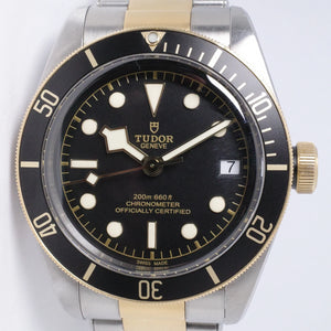 TUDOR BLACK DAY HERITAGE TWO TONE BLACK DIAL 79733N BOX & PAPERS $3,500