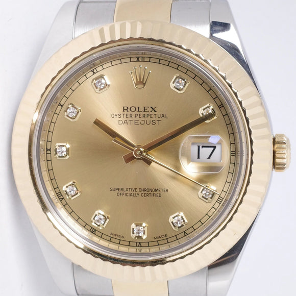 ROLEX DATEJUST II TWO TONE CHAMPAGNE DIAMOND DIAL 116333 WATCH ONLY