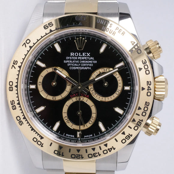 ROLEX DAYTONA TWO TONE BLACK DIAL MINT 126503 BOX & PAPER $21,800