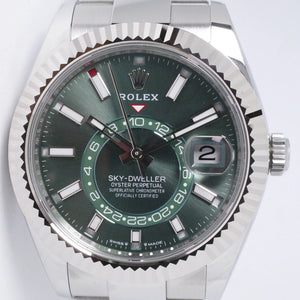 ROLEX NEW 2025 SKY-DWELLER MITN GREEN STAINLESS STEEL OYSTER BRACELET 336934 BOX & PAPERS