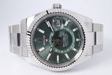 ROLEX NEW 2025 SKY-DWELLER MITN GREEN STAINLESS STEEL OYSTER BRACELET 336934 BOX & PAPERS