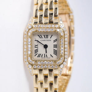 CARTIER 90s YELLOW GOLD PANTHERE MINI, ORIGINAL RECEIPTS, BOX & FRESH SERVICE PAPERS