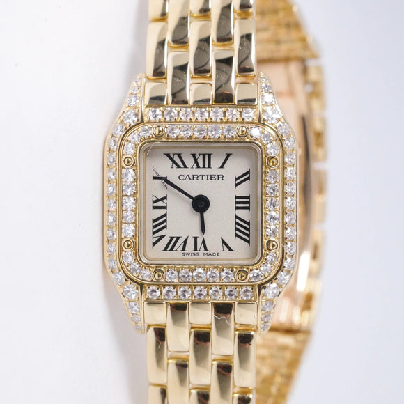 CARTIER 90s YELLOW GOLD PANTHERE MINI, ORIGINAL RECEIPTS, BOX & FRESH SERVICE PAPERS