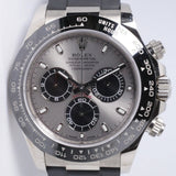 ROLEX 2017 WHITE GOLD DAYTONA OYSTER FLEX RUBBER STRAP 116519 BOX & PAPERS