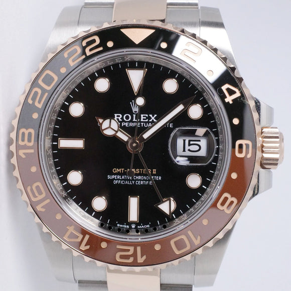 ROLEX 2024 TWO TONE GMT MASTER II ROSE GOLD & STEEL ROOT BEER 126711 BOX & PAPERS