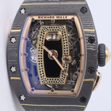 RICHARD MILLE 2023 RM037 BLACK NTPT & ROSE GOLD & CARBON, ONYX DIAMOND DIAL BOX & PAPERS