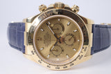 ROLEX YELLOW GOLD DAYTONA CHAMPAGNE DIAL ON LEATHER STRAP 116518 $27,975