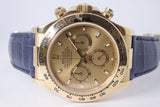 ROLEX YELLOW GOLD DAYTONA CHAMPAGNE DIAL ON LEATHER STRAP 116518 $27,975