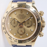 ROLEX YELLOW GOLD DAYTONA CHAMPAGNE DIAL ON LEATHER STRAP 116518 $27,975