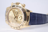ROLEX YELLOW GOLD DAYTONA CHAMPAGNE DIAL ON LEATHER STRAP 116518 $27,975