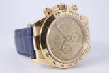 ROLEX YELLOW GOLD DAYTONA CHAMPAGNE DIAL ON LEATHER STRAP 116518 $27,975