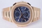 PATEK PHILIPPE NAUTILUS TRAVEL TIME CHRONOGRAPH ROSE GOLD 5990/1R BOX & PAPERS
