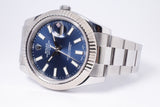 ROLEX 2014 41mm DATEJUST II BLUE DIAL FLUTED BEZEL 116334 BOX & PAPERS