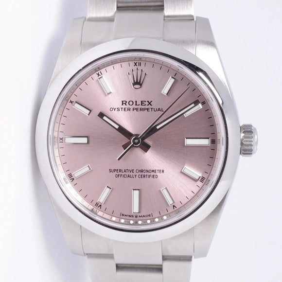 ROLEX 2023 34mm OYSTER PERPETUAL PINK DIAL 124200 BOX & PAPERS