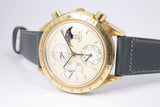 OMEGA YELLOW GOLD REDUCED SPEEDMASTER PERPETUAL CALENDAR CHRONOGRAPH BA 175.0037 BOX & PAPERS  $17,500