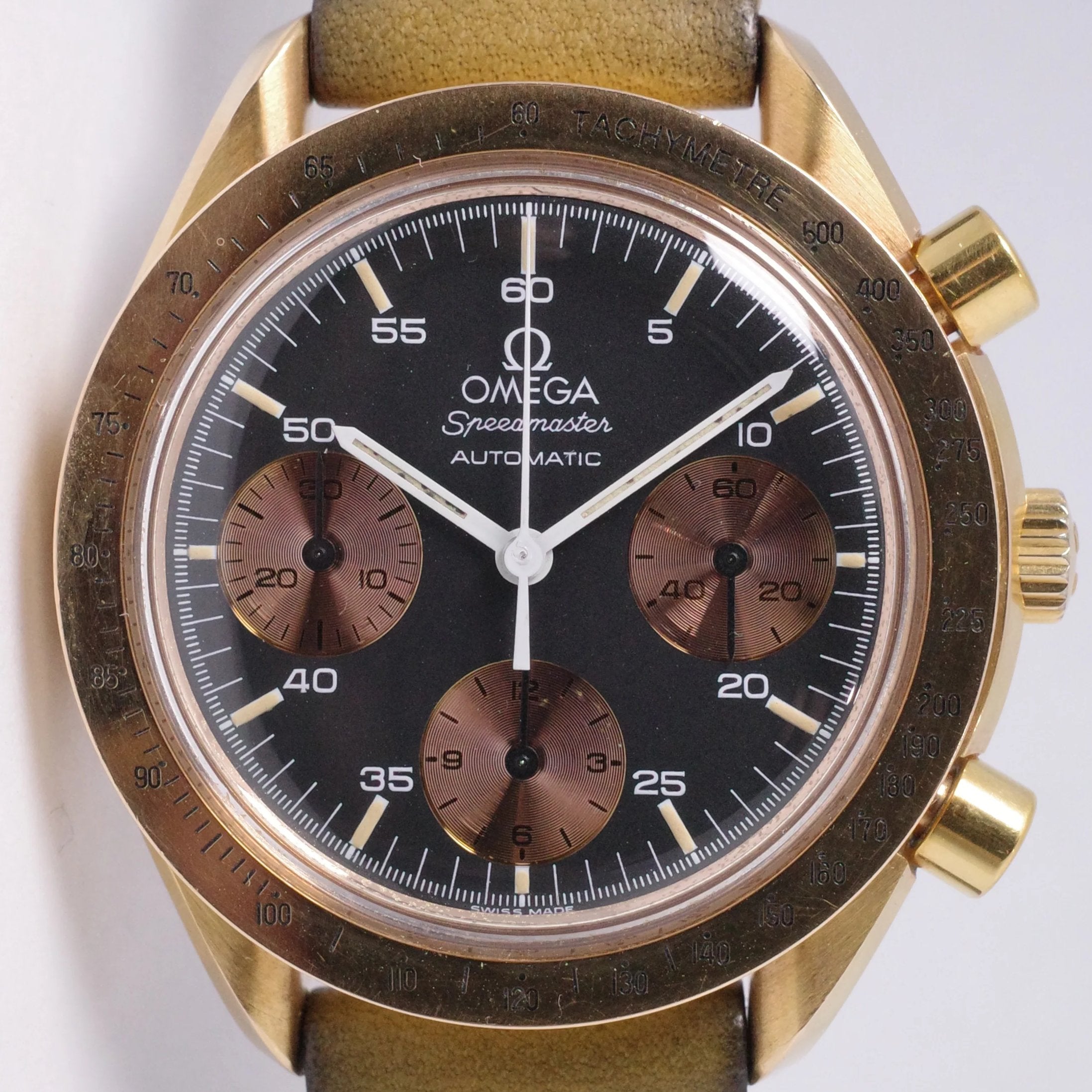 OMEGA 1990 RARE ROSE GOLD 38mm SPEEDMASTER REDUCED UNPOLISHED