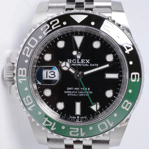 ROLEX 2024 STAINLESS STEEL GMT MASTER II "LEFTY" "DESTRO" BLACK & GREEN "SPRITE" JUBILEE 126720 BOX & PAPERS $18,800