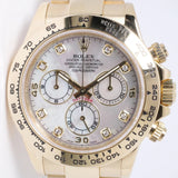 ROLEX YELLOW GOLD DAYTONA MOTHER OF PEARL DIAMOND DIAL 116508 BOX & PAPERS