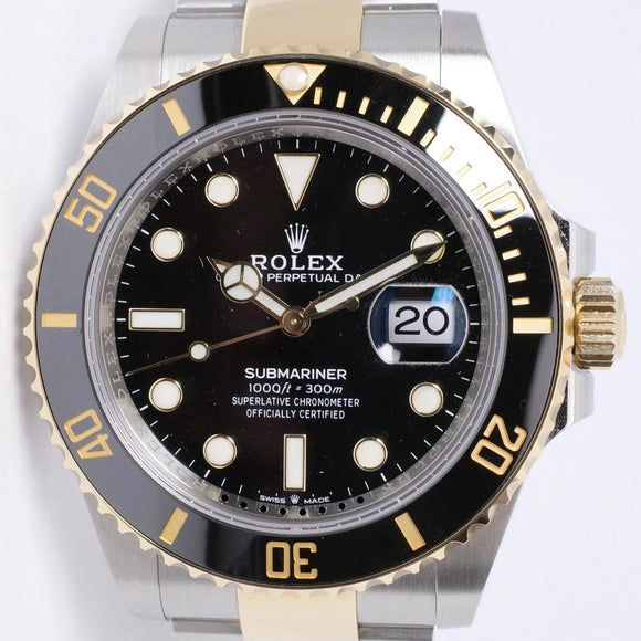 ROLEX 2023 NEW 41mm SUBMARINER TWO TONE BLACK DIAL 126613 BOX & PAPERS