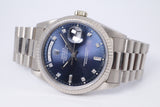 ROLEX WHITE GOLD DAY-DATE PRESIDENT RARE BLUE DIAMOND DIAL 18239 WATCH ONLY