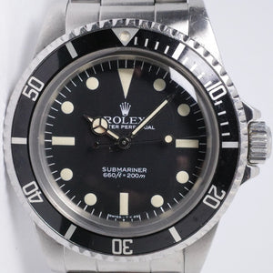ROLEX 1983 VINTAGE NO DATE SUBMARINER 5513 BOX, PAPERS, CASE BACK STICKER, HANG TAG BOX STICKERS $21,500