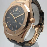 AUDEMARS PIGUET 39MM ROSE GOLD ROYAL OAK BLACK DIAL MINT WITH FACTORY WARRANTY 15300