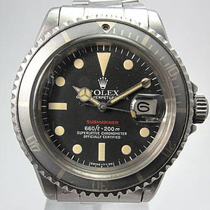 ROLEX VINTAGE RED SUBMARINER DATE CREAM PATINA 1680