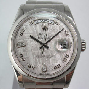 ROLEX PLATINUM DAY-DATE PRESIDENT METEORITE DIAMOND DIAL 118206 (SOLD)