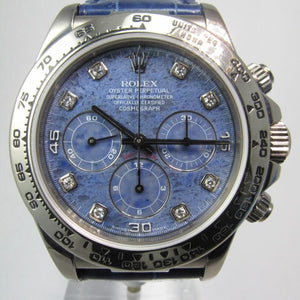 ROLEX WHITE GOLD ZENITH SODALITE DIAMOND DIAL DAYTONA 16519