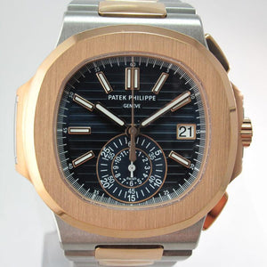 PATEK PHILIPPE TWO TONE ROSE GOLD & STAINLESS STEEL NAUTILUS CHRONOGRAPH 5980