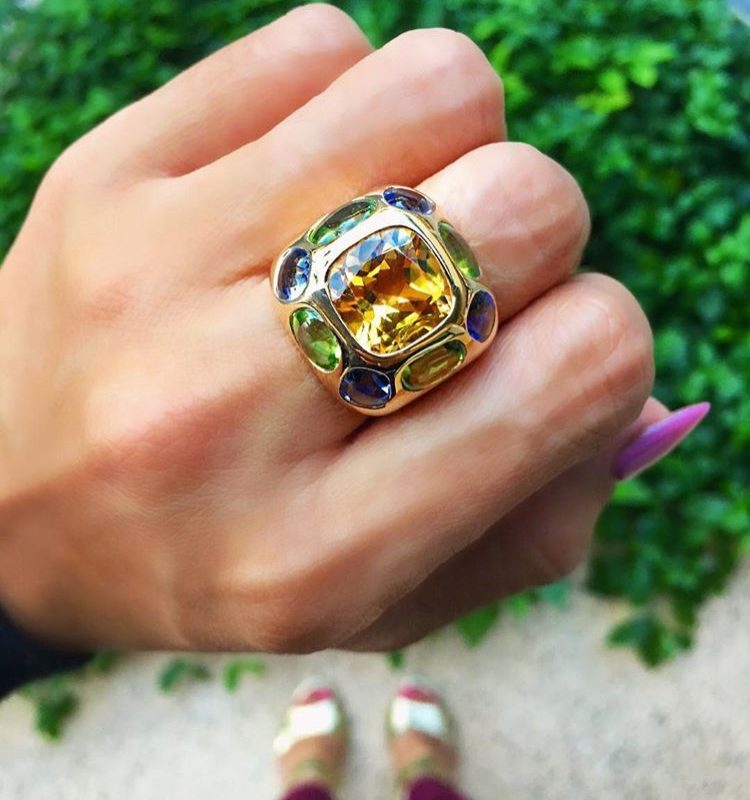 18K COCO CHANEL BAROQUE RING WITH CITRINE, TANZANITE, AND PERIDOT GEMS –  Honolulu Time