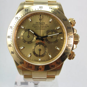 ROLEX YELLOW GOLD DAYTONA CHAMPAGNE DIAL BOX & PAPERS 116528