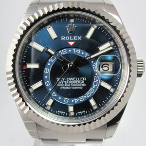 ROLEX SKY-DWELLER AUTOMATIC STAINLESS STEEL BLUE DIAL 326934