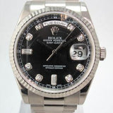 ROLEX WHITE GOLD DAY-DATE PRESIDENT BLACK DIAMOND DIAL 118239